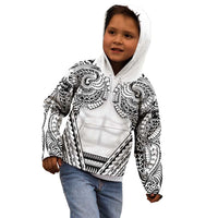 Polynesian Tattoo Inspired Cosplay Costume Kid Hoodie Tribal Warrior White - Polynesian Pride