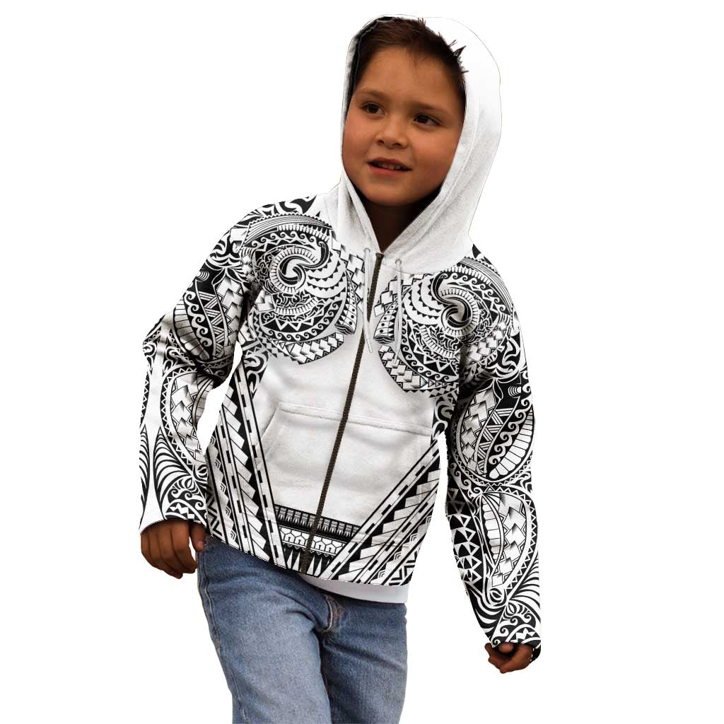 Polynesian Tattoo Inspired Cosplay Costume Kid Hoodie Tribal Warrior White - Polynesian Pride