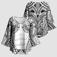 Polynesian Tattoo Inspired Cosplay Costume Kimono Sleeve Blouse Tribal Warrior White - Polynesian Pride