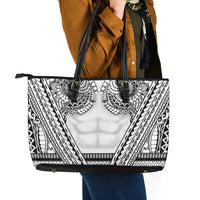 Polynesian Tattoo Inspired Cosplay Costume Leather Tote Bag Tribal Warrior White - Polynesian Pride
