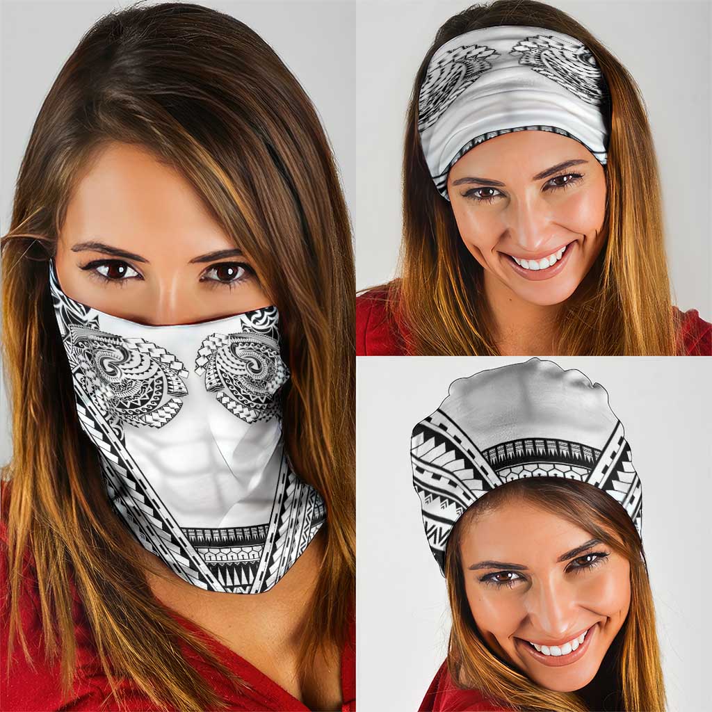 Polynesian Tattoo Inspired Cosplay Costume Neck Gaiter Tribal Warrior White - Polynesian Pride