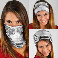 Polynesian Tattoo Inspired Cosplay Costume Neck Gaiter Tribal Warrior White - Polynesian Pride