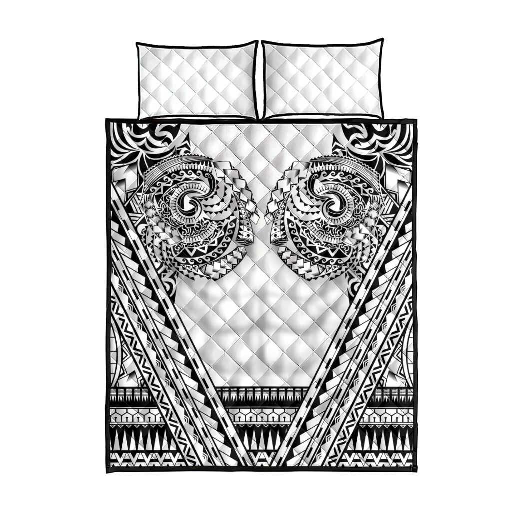 Polynesian Tattoo Inspired Cosplay Costume Quilt Bed Set Tribal Warrior White - Polynesian Pride