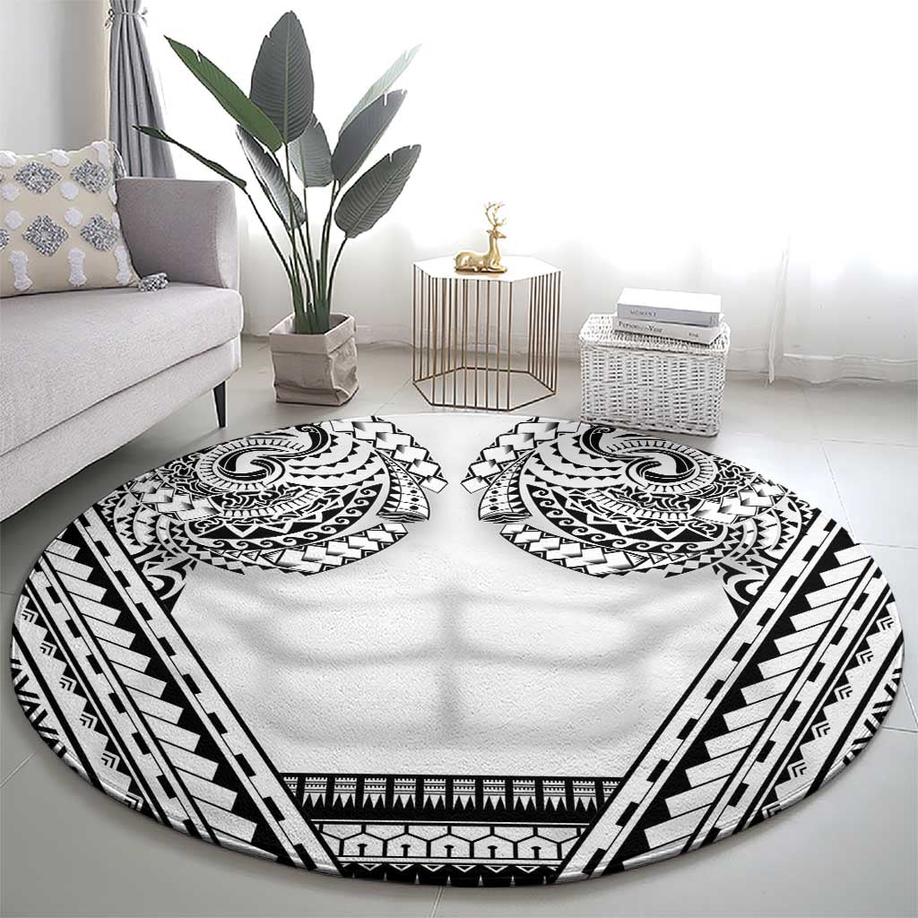 Polynesian Tattoo Inspired Cosplay Costume Round Carpet Tribal Warrior White - Polynesian Pride
