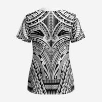 Polynesian Tattoo Inspired Cosplay Costume Scrub Top Tribal Warrior White LT05 - Polynesian Pride