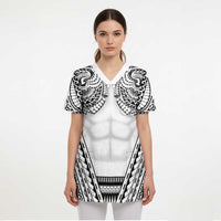 Polynesian Tattoo Inspired Cosplay Costume Scrub Top Tribal Warrior White LT05 - Polynesian Pride