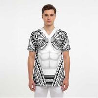 Polynesian Tattoo Inspired Cosplay Costume Scrub Top Tribal Warrior White LT05 - Polynesian Pride