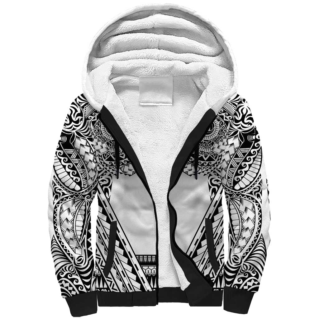 Polynesian Tattoo Inspired Cosplay Costume Sherpa Hoodie Tribal Warrior White - Polynesian Pride