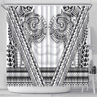 Polynesian Tattoo Inspired Cosplay Costume Shower Curtain Tribal Warrior White - Polynesian Pride