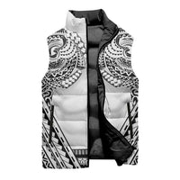 Polynesian Tattoo Inspired Cosplay Costume Sleeveless Puffer Jacket Tribal Warrior White - Polynesian Pride