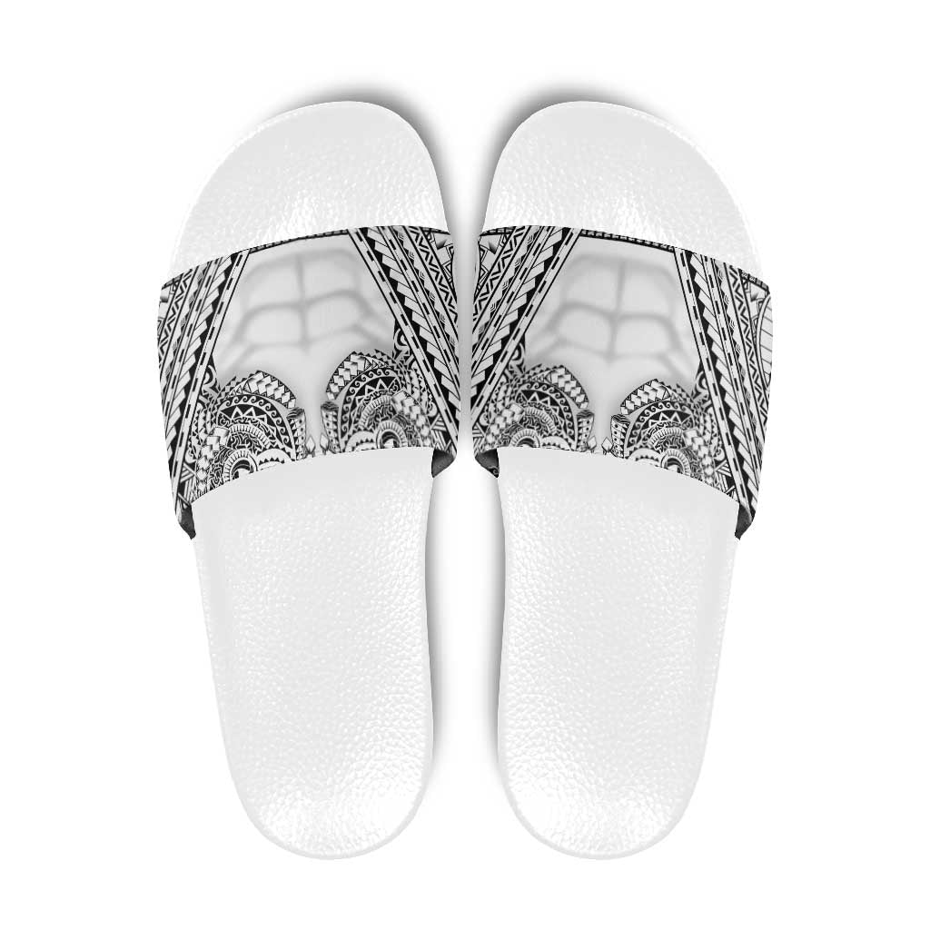 Polynesian Tattoo Inspired Cosplay Costume Slide Sandals Tribal Warrior White - Polynesian Pride