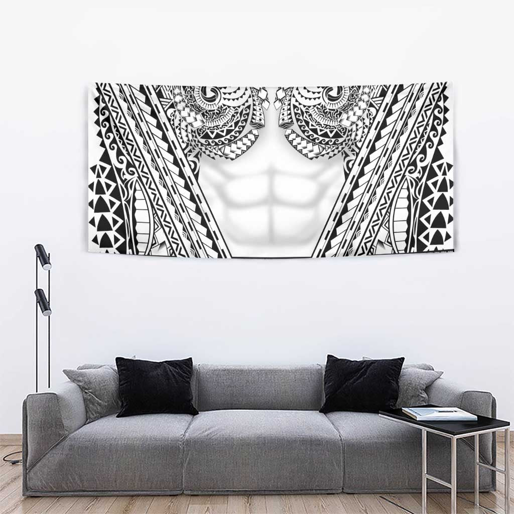 Polynesian Tattoo Inspired Cosplay Costume Tapestry Tribal Warrior White - Polynesian Pride
