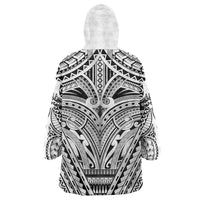 Polynesian Tattoo Inspired Cosplay Costume Wearable Blanket Hoodie Tribal Warrior White - Polynesian Pride
