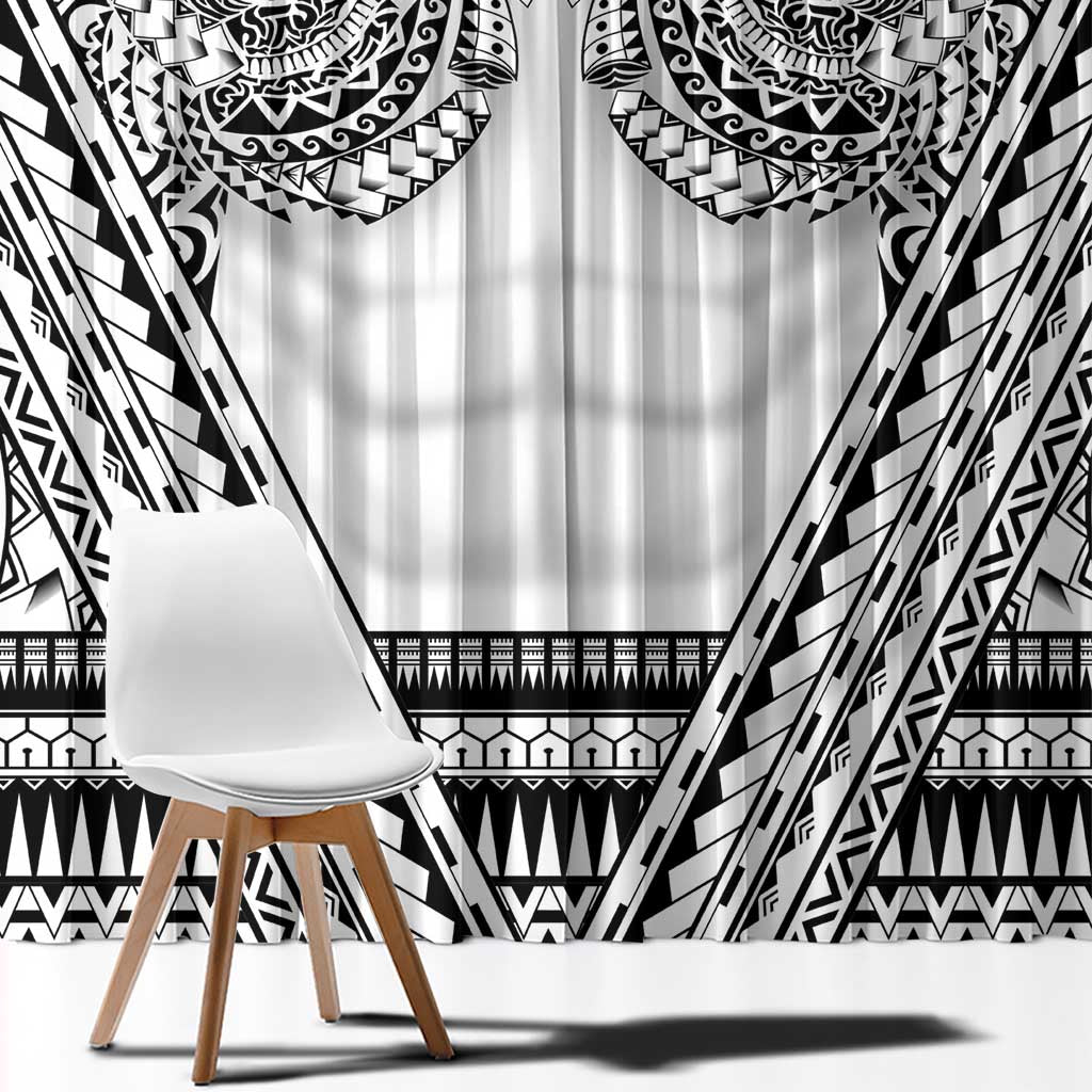 Polynesian Tattoo Inspired Cosplay Costume Window Curtain Tribal Warrior White - Polynesian Pride