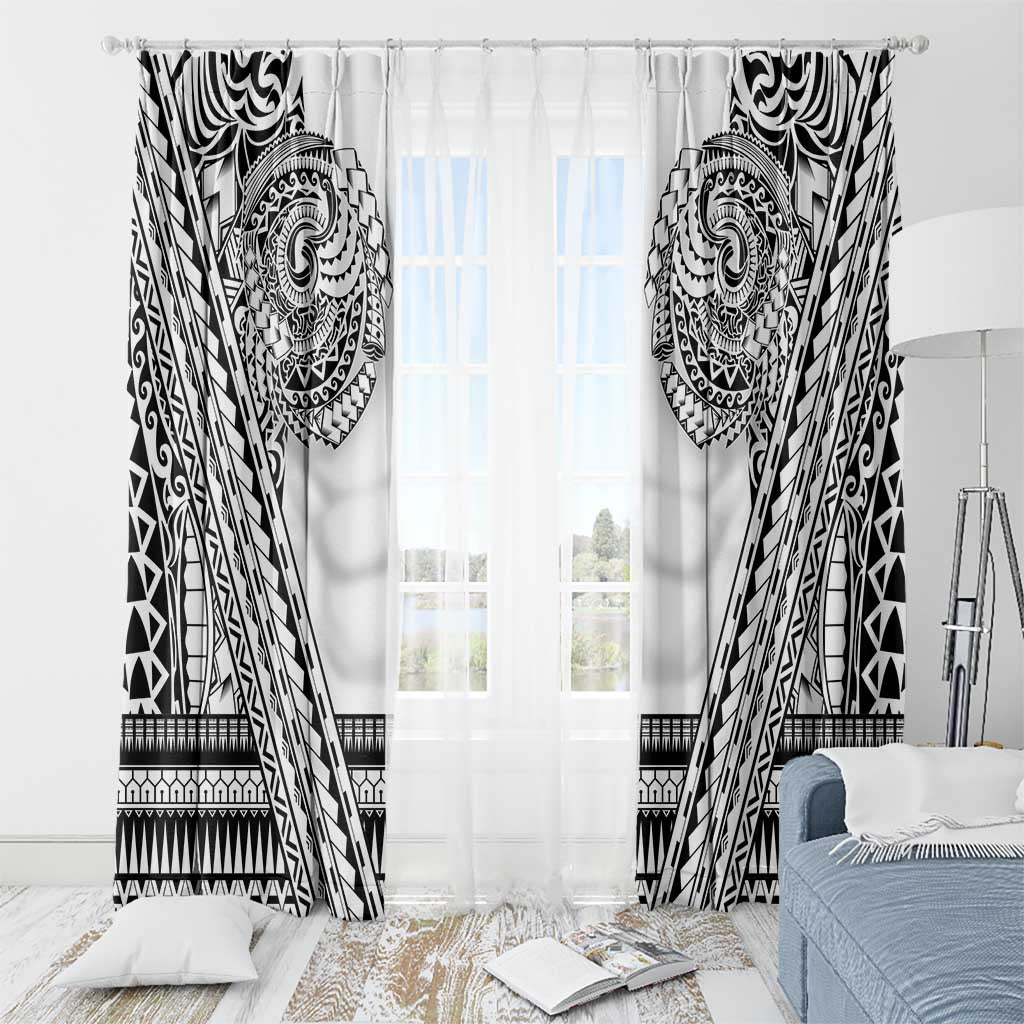 Polynesian Tattoo Inspired Cosplay Costume Window Curtain Tribal Warrior White - Polynesian Pride