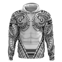 Polynesian Tattoo Inspired Cosplay Costume Zip Hoodie Tribal Warrior White - Polynesian Pride