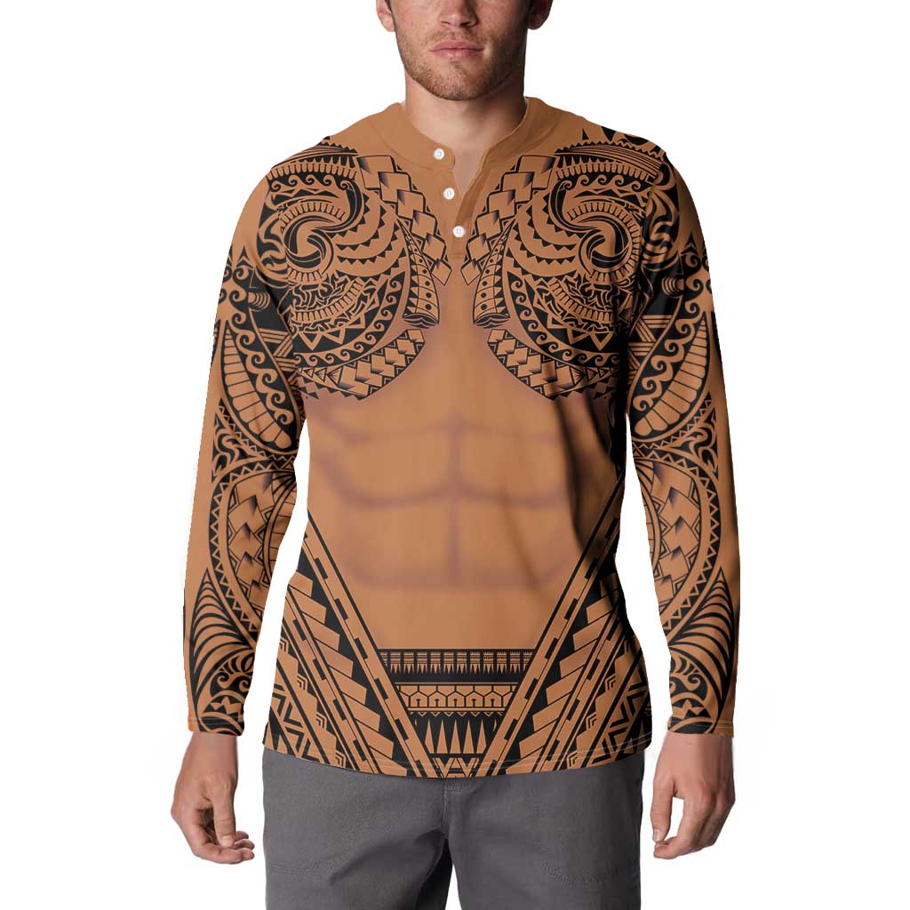Polynesian Tattoo Inspired Cosplay Costume Button Sweatshirt Tribal Warrior - Polynesian Pride