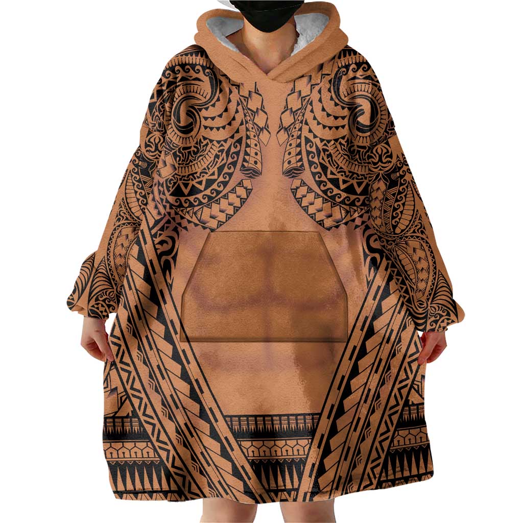 Polynesian Tattoo Inspired Cosplay Costume Wearable Blanket Hoodie Tribal Warrior - Polynesian Pride