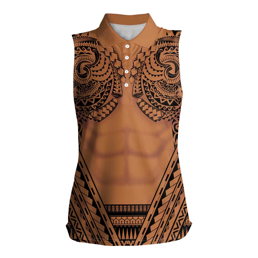 Polynesian Tattoo Inspired Cosplay Costume Women Sleeveless Polo Shirt Tribal Warrior - Polynesian Pride