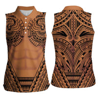 Polynesian Tattoo Inspired Cosplay Costume Women Sleeveless Polo Shirt Tribal Warrior - Polynesian Pride
