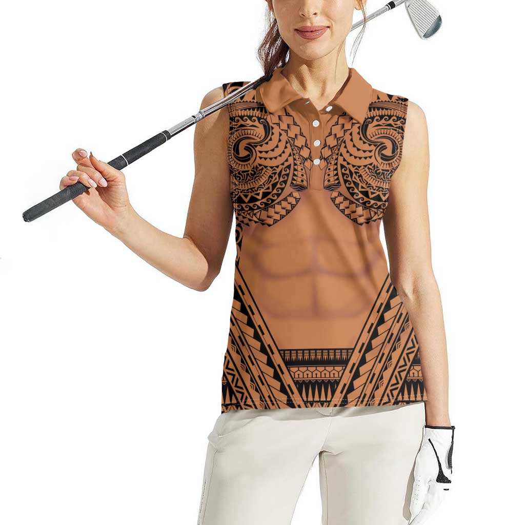 Polynesian Tattoo Inspired Cosplay Costume Women Sleeveless Polo Shirt Tribal Warrior - Polynesian Pride