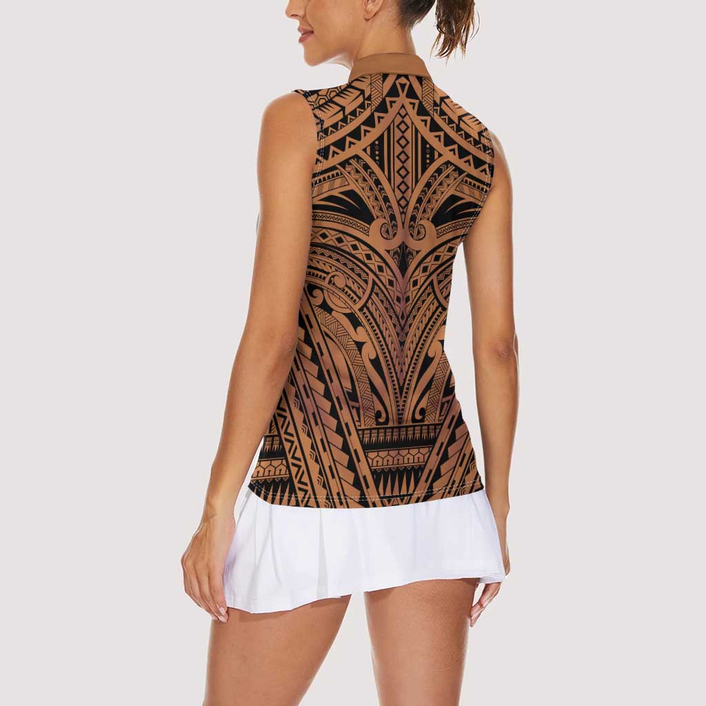 Polynesian Tattoo Inspired Cosplay Costume Women Sleeveless Polo Shirt Tribal Warrior - Polynesian Pride