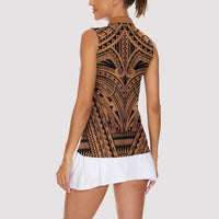 Polynesian Tattoo Inspired Cosplay Costume Women Sleeveless Polo Shirt Tribal Warrior - Polynesian Pride