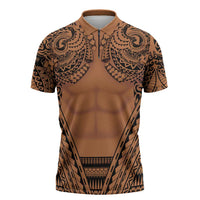 Polynesian Tattoo Inspired Cosplay Costume Zipper Polo Shirt Tribal Warrior - Polynesian Pride