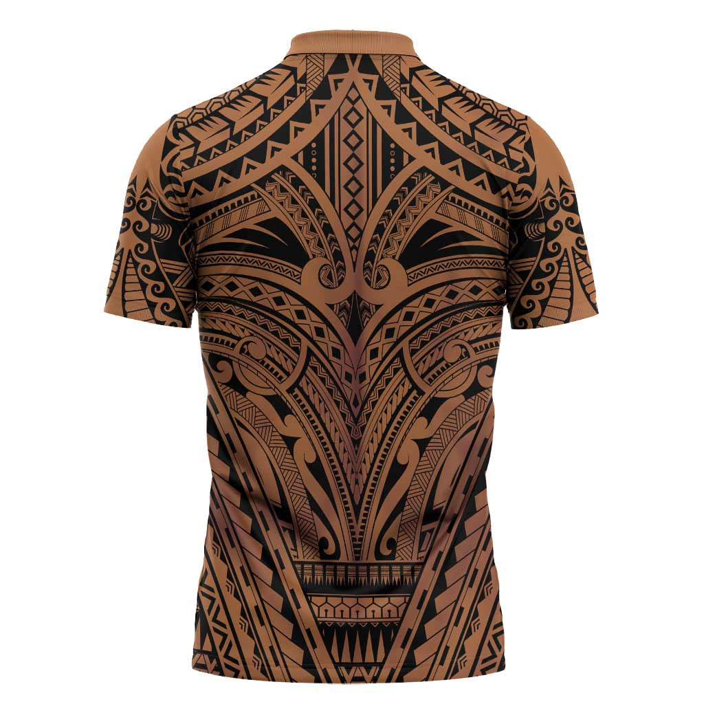 Polynesian Tattoo Inspired Cosplay Costume Zipper Polo Shirt Tribal Warrior - Polynesian Pride