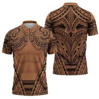 Polynesian Tattoo Inspired Cosplay Costume Zipper Polo Shirt Tribal Warrior - Polynesian Pride