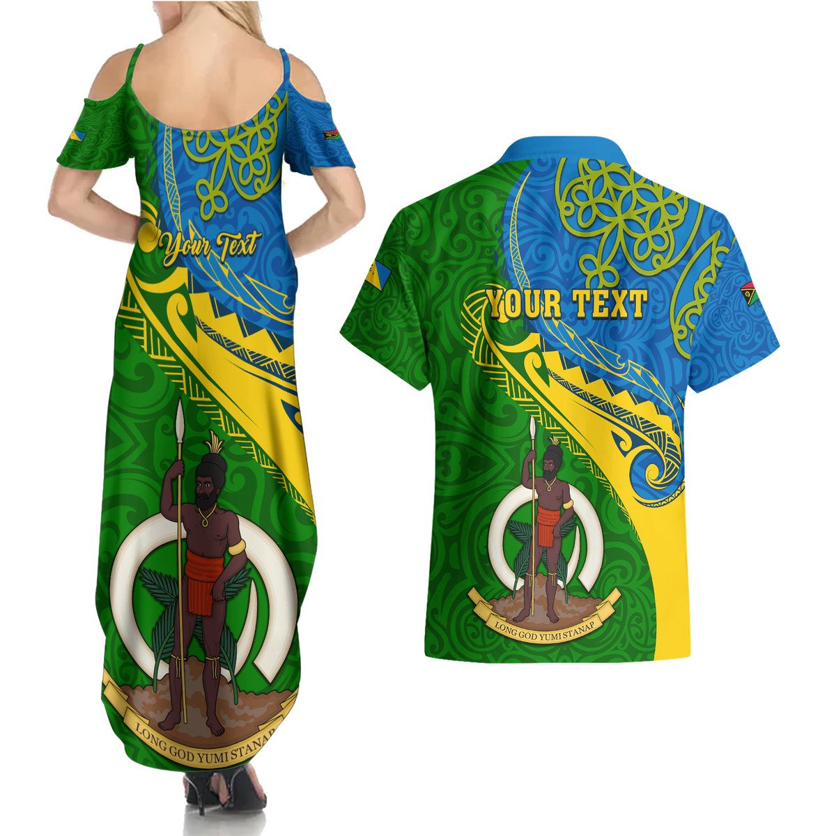personalized-malampa-day-couples-matching-summer-maxi-dress-and-hawaiian-shirt-sand-drawing-vanuatuan-pattern