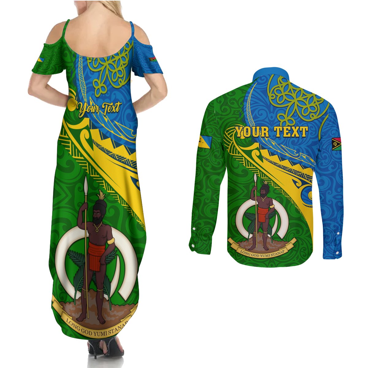 personalized-malampa-day-couples-matching-summer-maxi-dress-and-long-sleeve-button-shirts-sand-drawing-vanuatuan-pattern