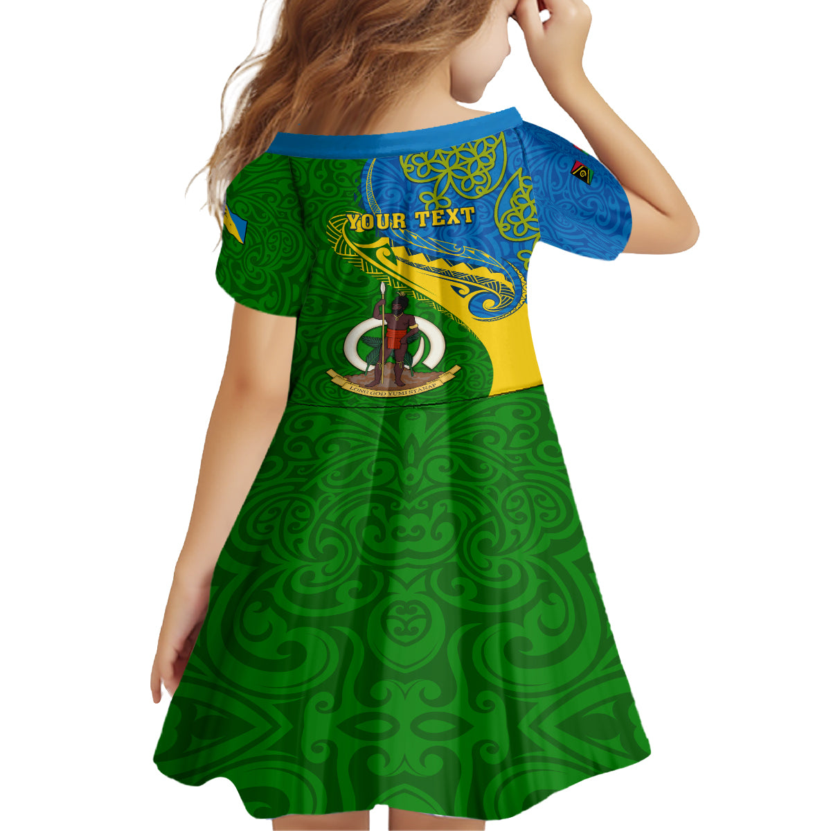 personalized-malampa-day-kid-short-sleeve-dress-sand-drawing-vanuatuan-pattern
