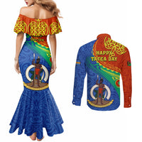 tafea-day-couples-matching-mermaid-dress-and-long-sleeve-button-shirts-sand-drawing-vanuatuan-pattern