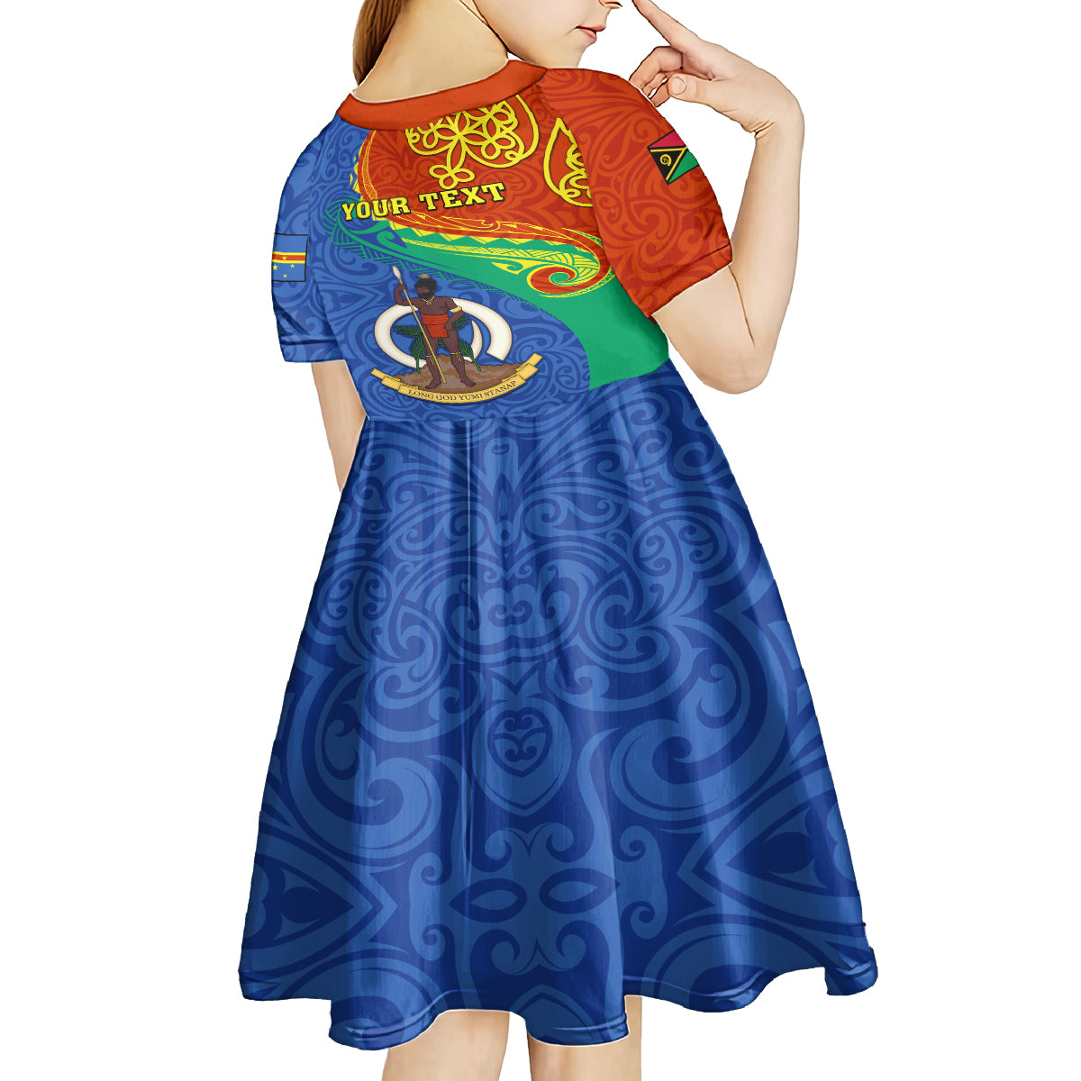 personalized-tafea-day-kid-short-sleeve-dress-sand-drawing-vanuatuan-pattern