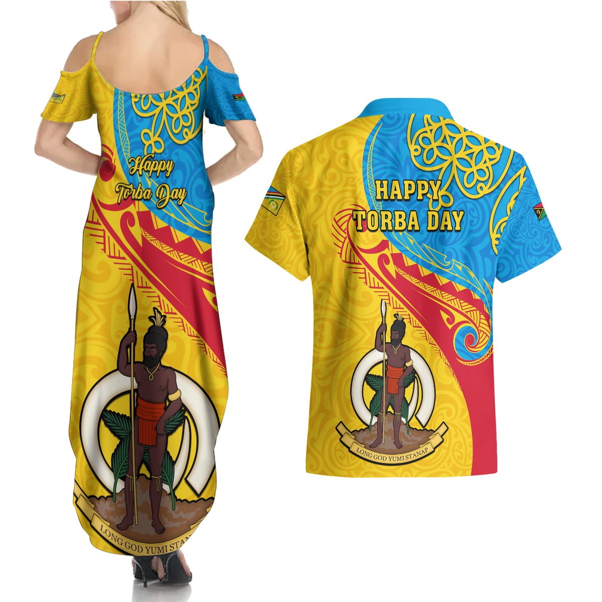 torba-day-couples-matching-summer-maxi-dress-and-hawaiian-shirt-sand-drawing-vanuatuan-pattern