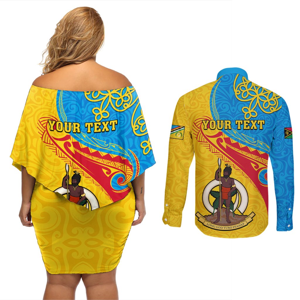 personalized-torba-day-couples-matching-off-shoulder-short-dress-and-long-sleeve-button-shirts-sand-drawing-vanuatuan-pattern