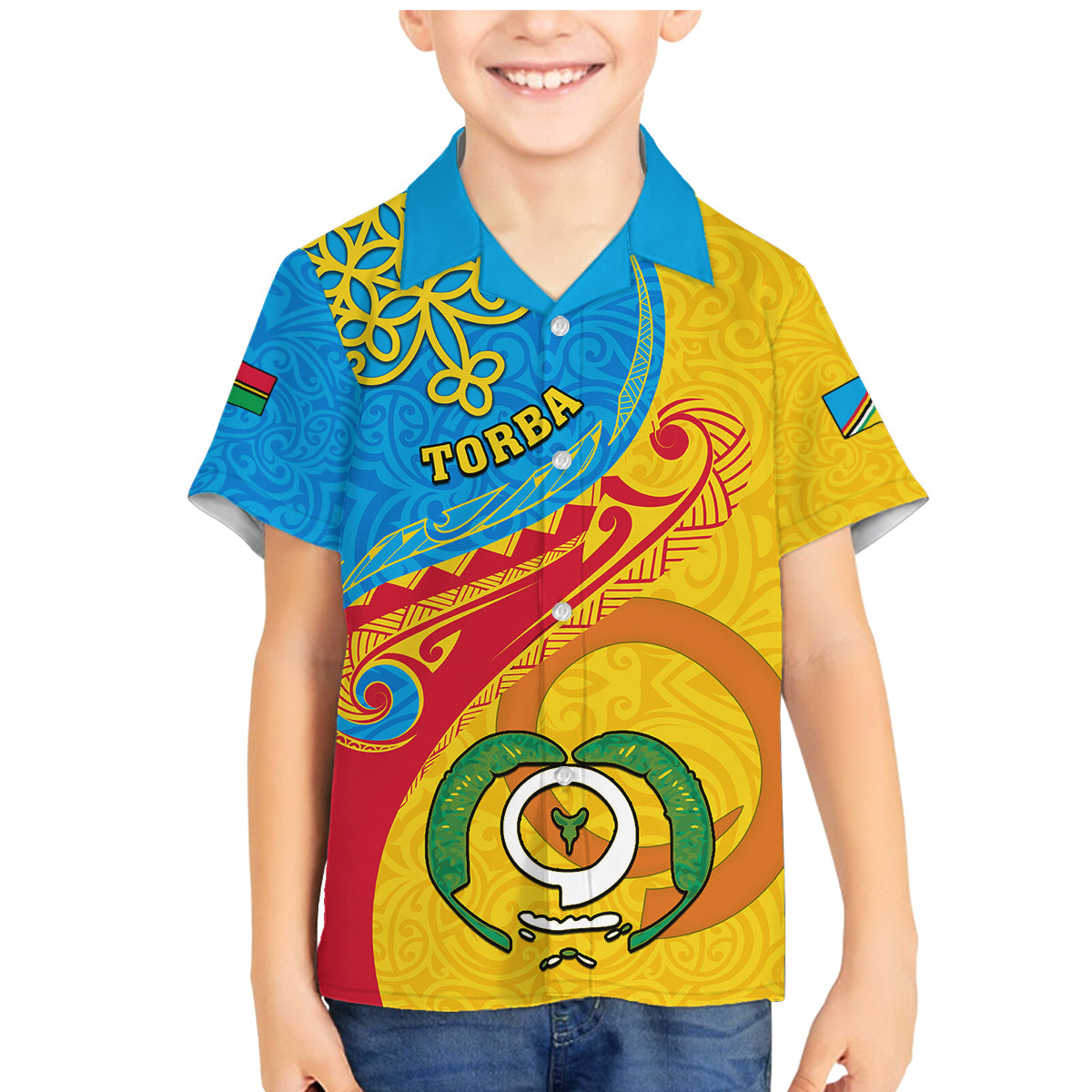 Personalized Torba Day Family Matching Mermaid Dress and Hawaiian Shirt Sand Drawing Vanuatuan Pattern LT05 Son's Shirt Yellow - Polynesian Pride