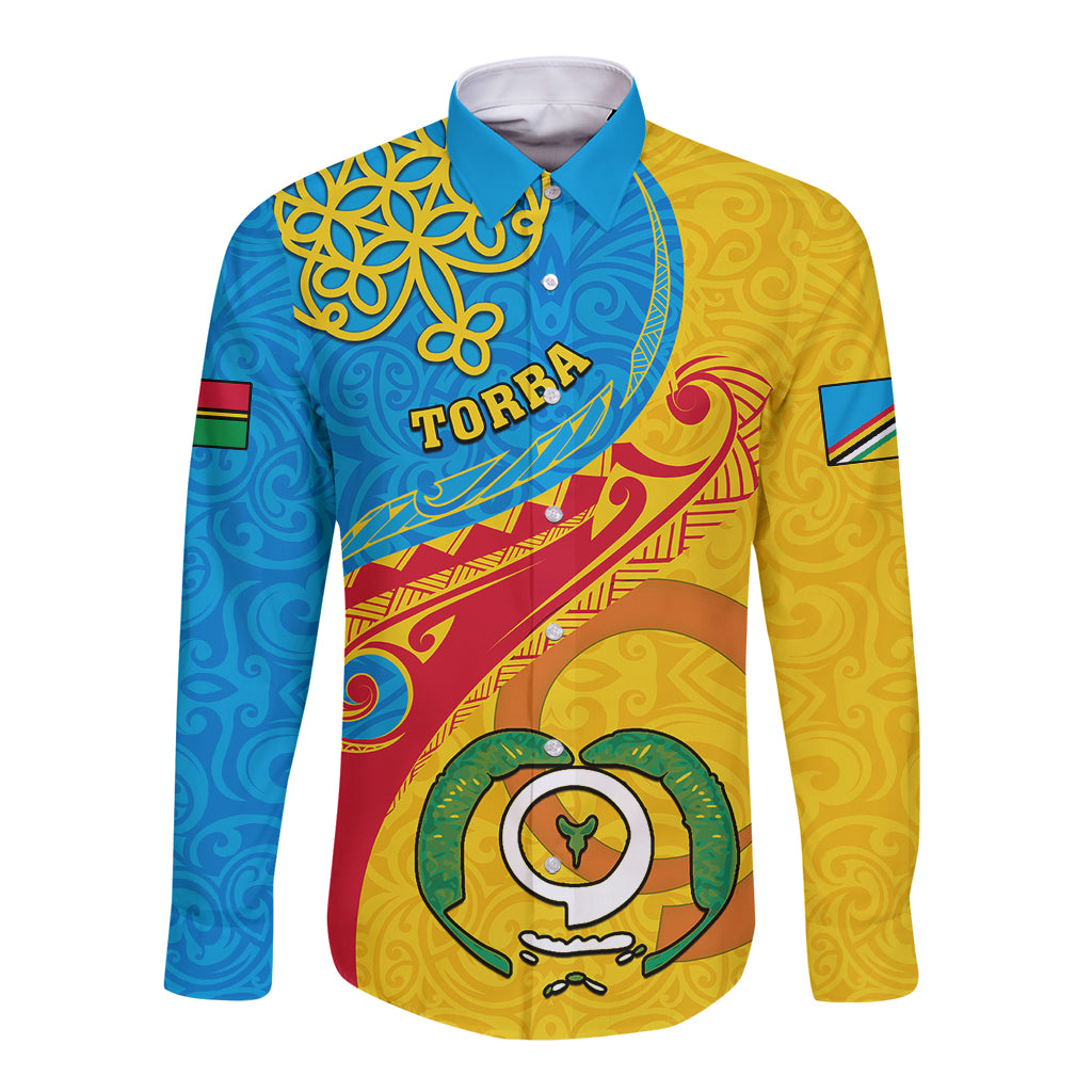 personalized-torba-day-long-sleeve-button-shirt-sand-drawing-vanuatuan-pattern
