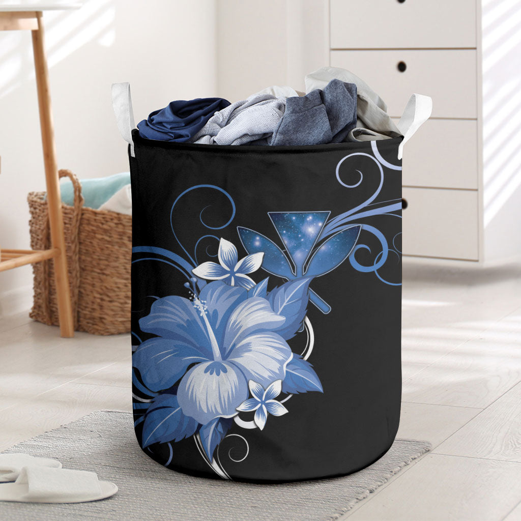Hawaii Makahiki Kanaka Maoli Laundry Basket Blue Hibiscus Floral Vibes LT05 Blue - Polynesian Pride