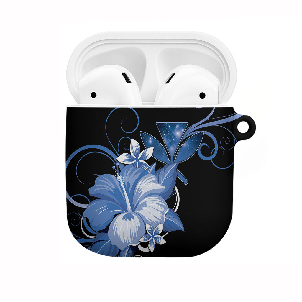 Hawaii Makahiki Kanaka Maoli AirPods Case Blue Hibiscus Floral Vibes LT05 Blue - Polynesian Pride