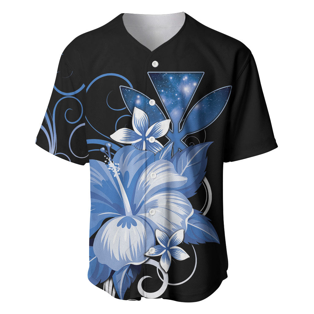 Hawaii Makahiki Kanaka Maoli Baseball Jersey Blue Hibiscus Floral Vibes LT05 Blue - Polynesian Pride