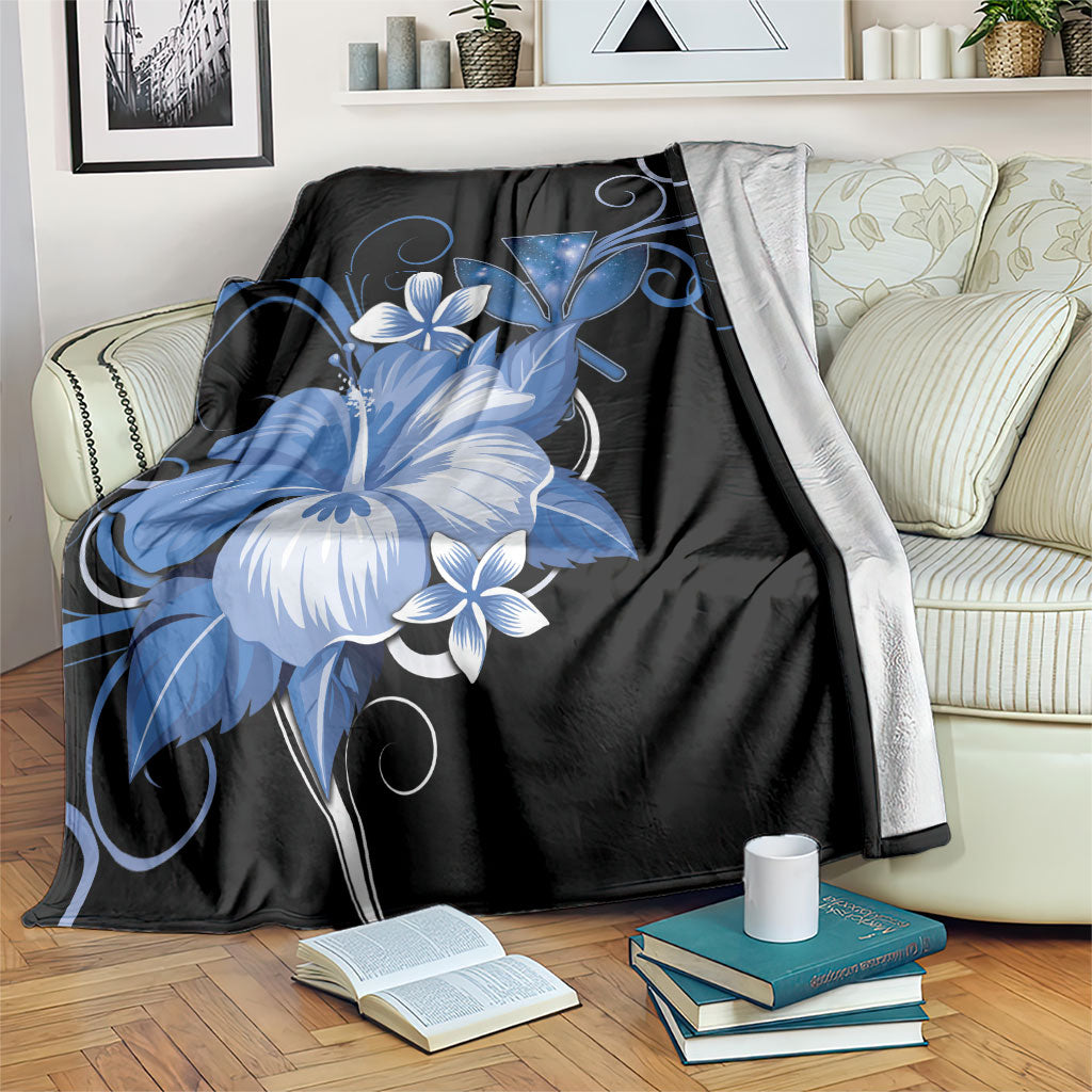 Hawaii Makahiki Kanaka Maoli Blanket Blue Hibiscus Floral Vibes LT05 Blue - Polynesian Pride