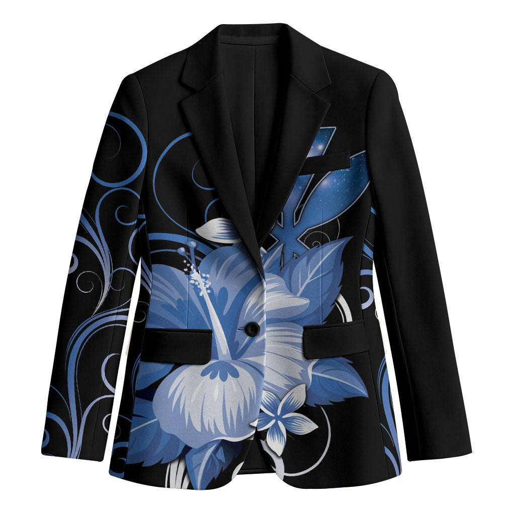 Hawaii Makahiki Kanaka Maoli Blazer Blue Hibiscus Floral Vibes LT05 Unisex Blue - Polynesian Pride