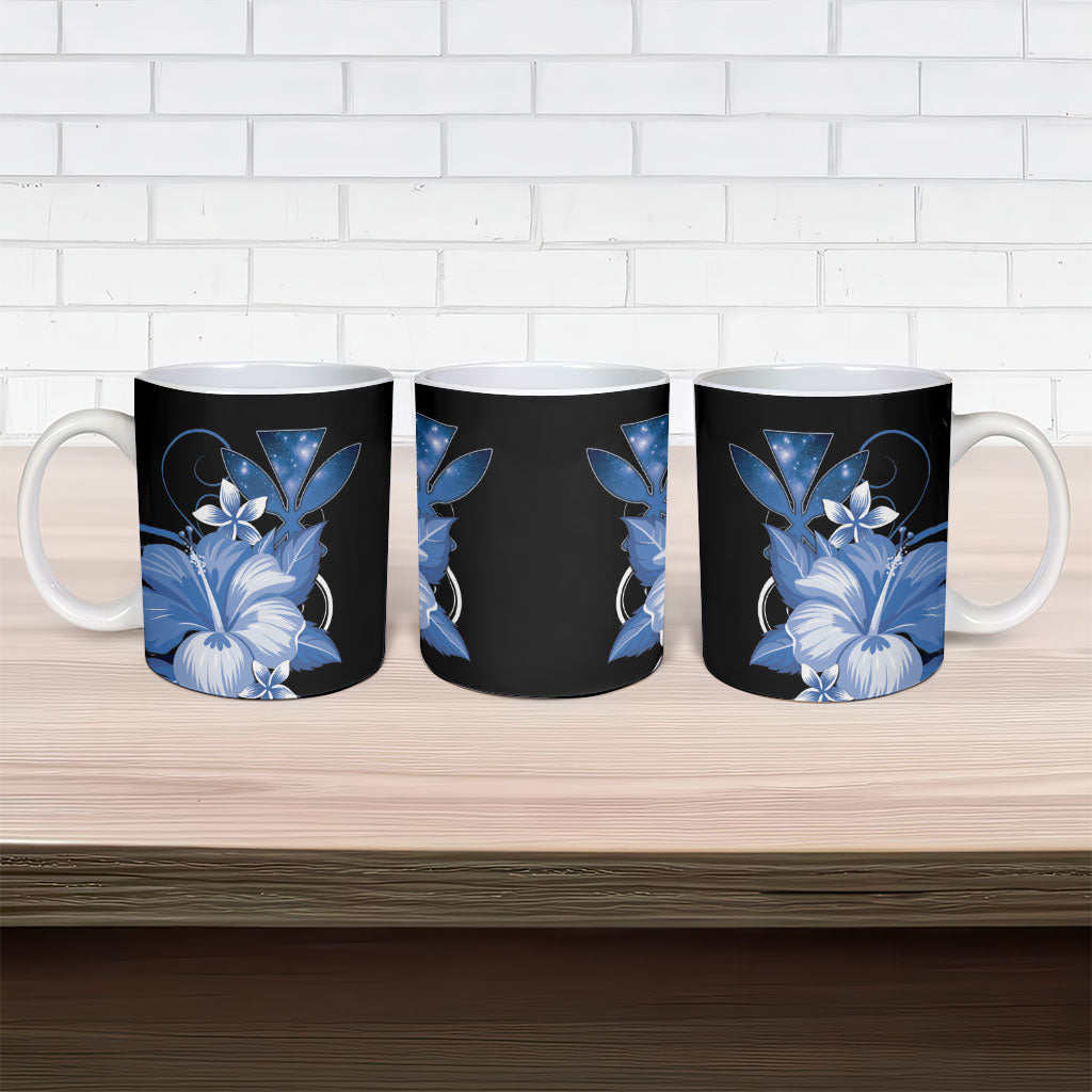Hawaii Makahiki Kanaka Maoli Ceramic Mug Blue Hibiscus Floral Vibes LT05 - Polynesian Pride