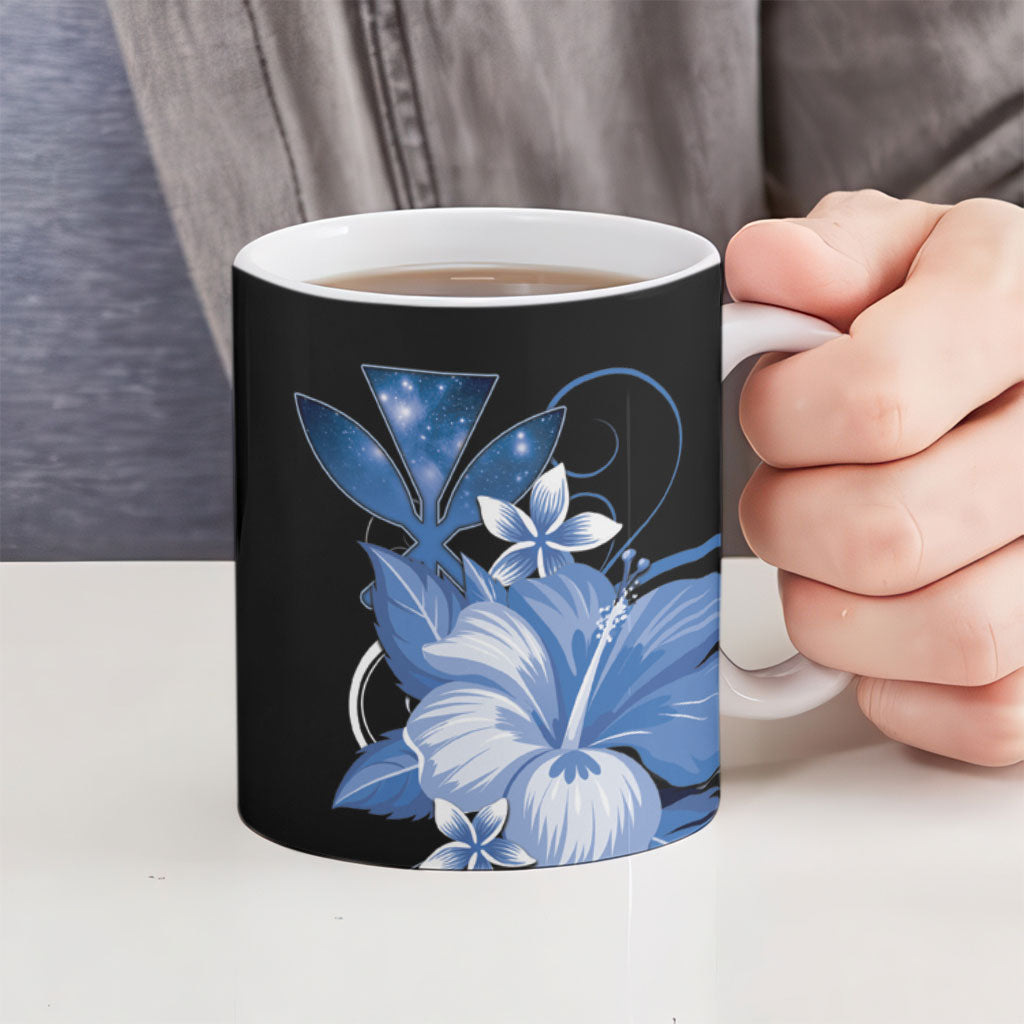 Hawaii Makahiki Kanaka Maoli Ceramic Mug Blue Hibiscus Floral Vibes LT05 - Polynesian Pride