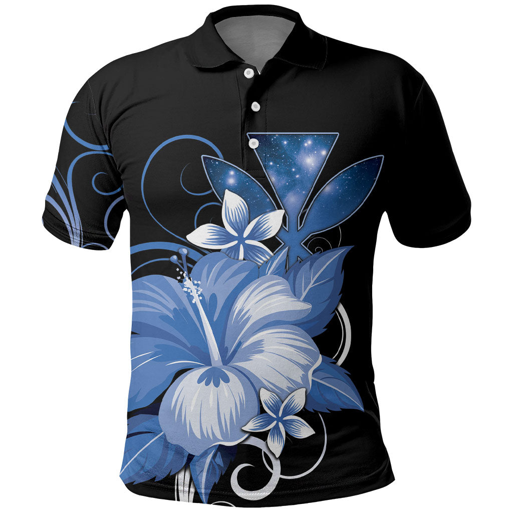 Hawaii Makahiki Kanaka Maoli Polo Shirt Blue Hibiscus Floral Vibes LT05 Blue - Polynesian Pride