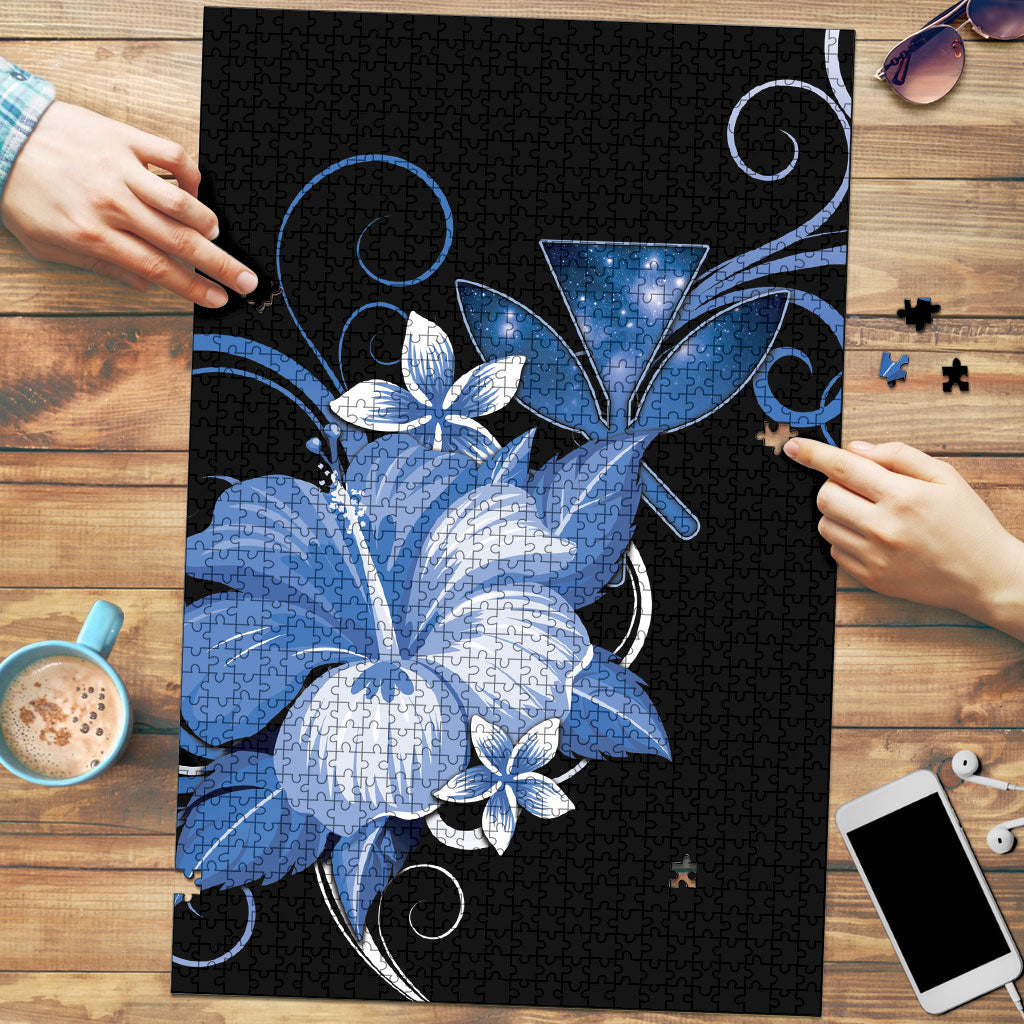 Hawaii Makahiki Kanaka Maoli Puzzle Blue Hibiscus Floral Vibes LT05 Blue - Polynesian Pride