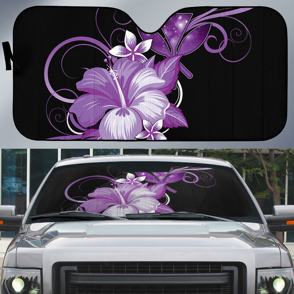 Hawaii Makahiki Kanaka Maoli Auto Sun Shade Purple Hibiscus Floral Vibes LT05 Purple - Polynesian Pride