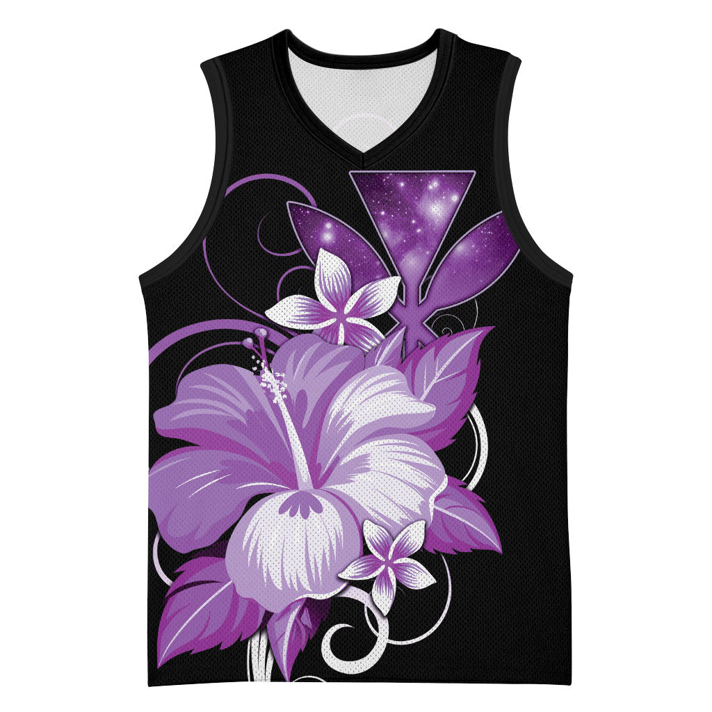 Hawaii Makahiki Kanaka Maoli Basketball Jersey Purple Hibiscus Floral Vibes LT05 Unisex Purple - Polynesian Pride